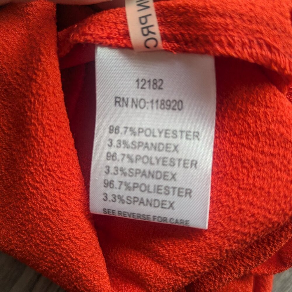 FRNCH Women's Stretch Crepe Boho Above-knee Shift Dress in Orange Red L - Picture 5 of 6